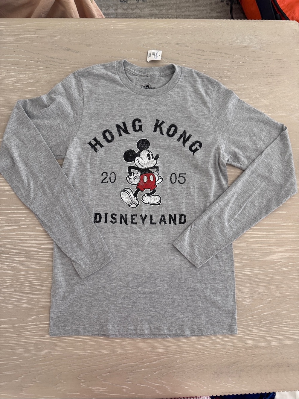 Disney Gray Long Sleeve Mickey Hong Kong Disneyland Tee